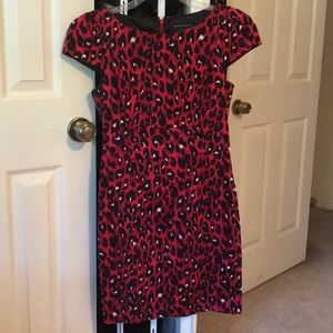French connection red leopard patterned dress